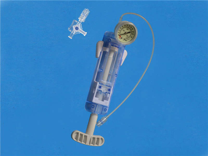 Disposable balloon inflation devices F type with stopcock