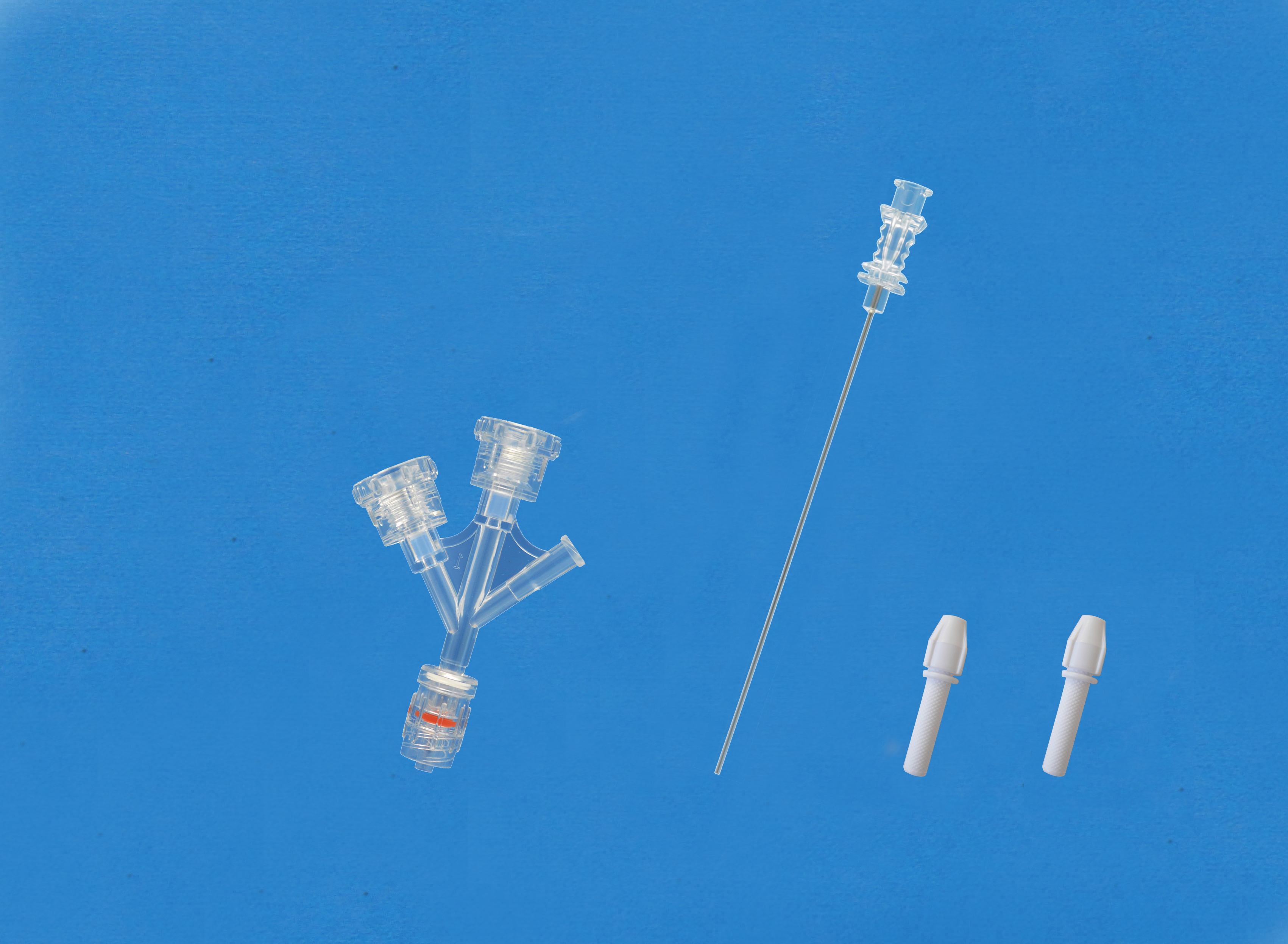 Haemostatic valves, Double Screw Type, Sideon Female Luer, Insertion Tool with Large Hub, White/Copper 2 Torquers?